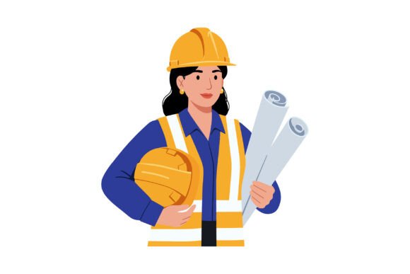Download Female Civil Engineer Holding Blueprints - Blueprints Collection