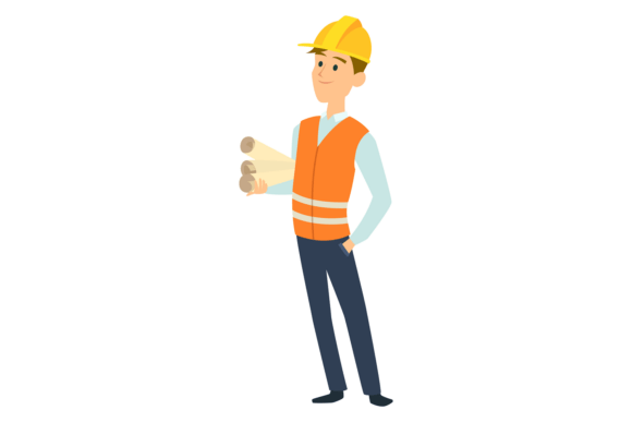 Download Happy Architect with Paper Blueprints. C - Premium Bundle