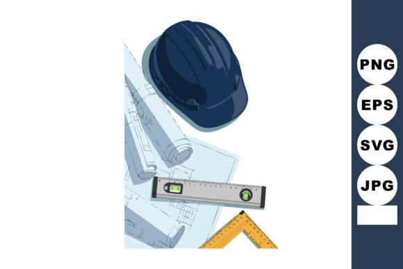 Download Construction Helmet with Blueprints Rule - Blueprints Collection