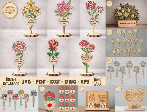 Download Mother’s Day Flower SVG Laser Bundle - Mother Collection