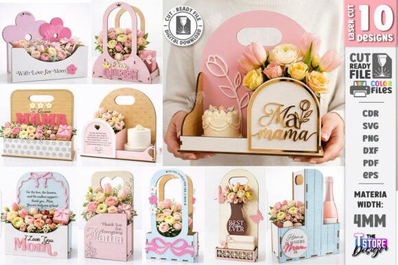 Download Mother's Day Flower Holder Laser Cut Set - Mother Collection